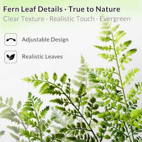 2 Pack Artificial Fern Plants in Pots Artificial Boston Ferns Potted Plants Faux Fern Bush Plant Shrubs Greenery for Outdoor Indoor Porch Patio Farmhouse Garden Living Room Office Table Decor (Type 5) - Image 3
