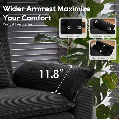 URRED Oversized Modular Sectional Sofa，Solid Black：122" L Shaped - Image 6