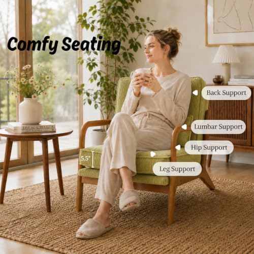 Karl home Mid-Century Modern Accent Reading Chair, Green - Image 3