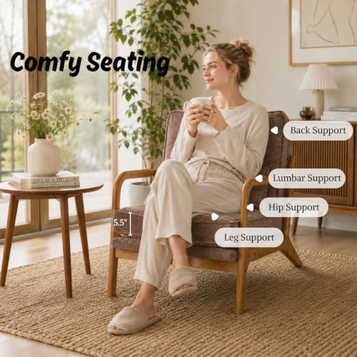 Karl home Mid-Century Modern Accent Reading Chair, Brown - Image 3