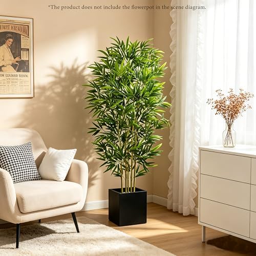 Bamboo Tree Artificial 5FT Fake Tree in Black Pot for Home Decor - Image 6
