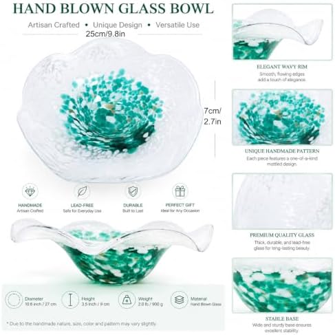 Hand Blown Glass Bowl Decorative Dish Fruit Bowl Home Decor - Image 5