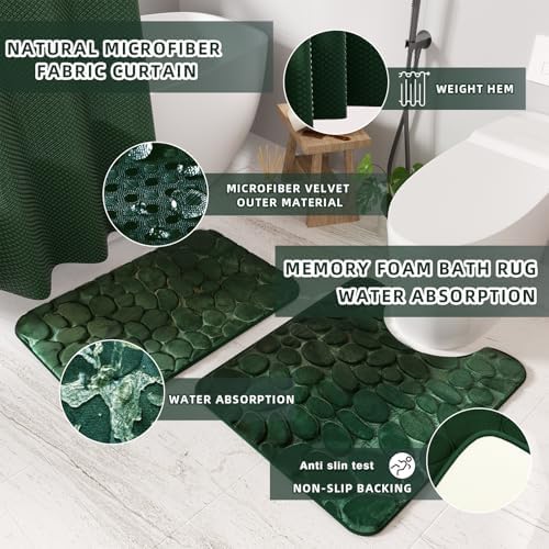 XLHOMO 26PC Bathroom Accessories Set - Gorgeous Green Bathroom Set, Bathroom Accessory Set, Shower Curtain Set with Bathtub Mats for Shower Tub, Trash Can & Soap Dispenser - Image 7