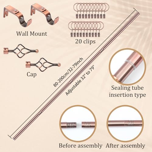 Marsui Quilt Hanger for Wall Display, Spiral Cap Tapestry Rod 32"-79",Brass - Image 2