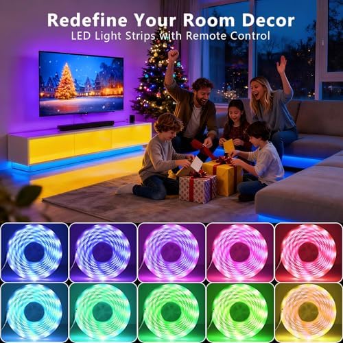 DAYBETTER LED Strip Lights 130 ft (2 Rolls of 65.6ft), LED Lights Smart App Control Lighting Bedroom Rome Decor with Remote, RGB Music Sync Color Changing LED Lights for Bedroom Party - Image 3