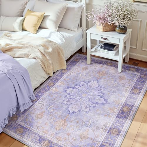 RELEANY Washable Area Rug, 3'x4', Purple by RELEANY