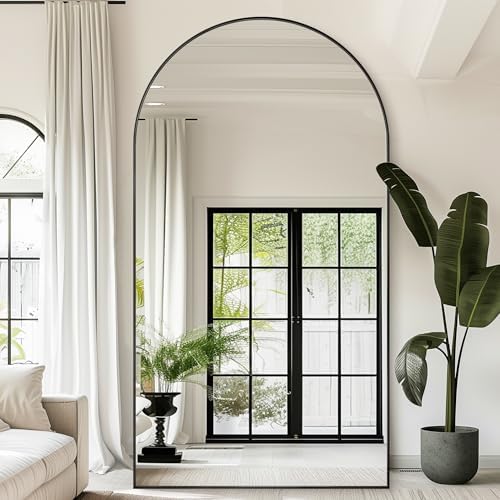 Antok 91" x46” Arched Full Length Mirror, Floor Mirror with Stand, Black - Image 2