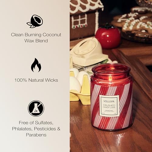 Voluspa Crushed Candy Cane, Large Candle Jar, 18 oz, 100 Hour Burn Time, Coconut Wax for Clean Burning, Handcrafted in the USA - Image 4
