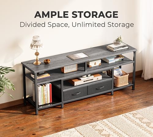 Huuger 54 Inch LED TV Stand with Power Outlets for 55 60 Inch TV - Image 4