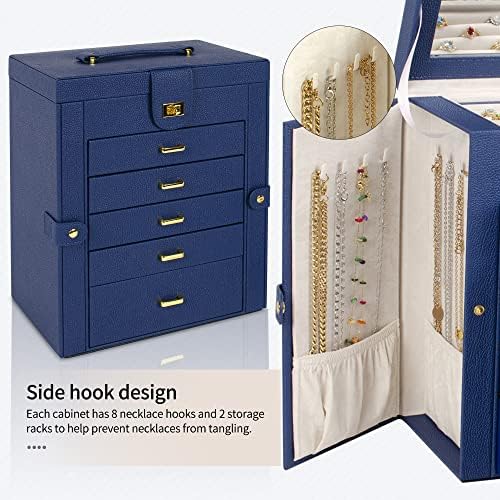 AKOZLIN 6-Tier Jewelry Box Organizer 5 Drawers Storage Blue Large - Image 7