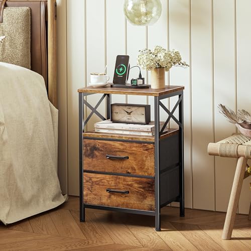 Huuger Night Stand with Charger Station, USB-C Port, End Table - Image 2