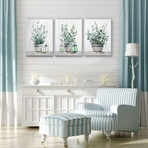 MHARTK66 Family Canvas Wall Decor for Bedroom, Dining Room, Living Room & Office - Green Leaf Vase Artwork - 12x16in - Image 4
