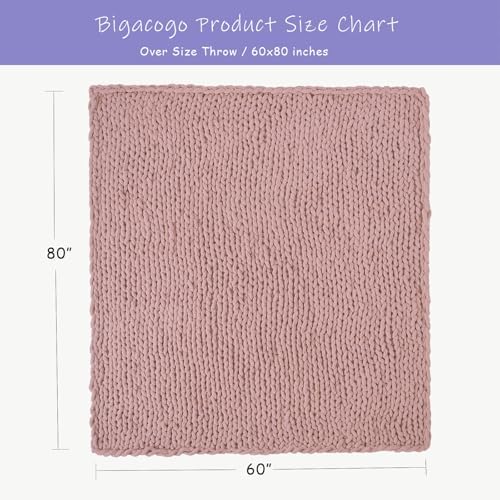 Bigacogo Chunky Knit Throw Blanket for Couch, 60x80 inches, Dusty Pink - Image 2