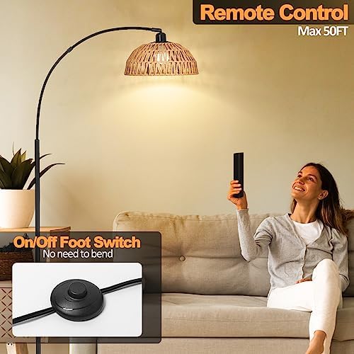Brilvibera Boho Floor Lamp with Remote Arc Tall Lamp - Image 3