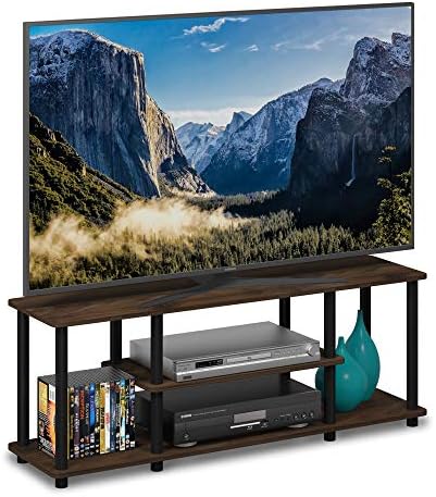Furinno Turn-N-Tube No Tools 3D 3-Tier Entertainment TV Stand up to 50 inch TV, Round Tubes, Columbia Walnut/Black by Furinno-FitsYourSpaceFitsYourBudget