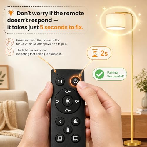 Arc Floor Lamp with Remote and Dimmable Gold Floor lamps for Living Room - Image 5