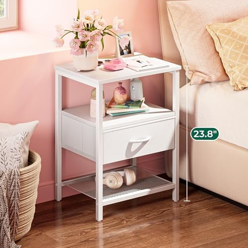 Huuger Nightstand Set of 2, Night Stand with Fabric Drawer, Mesh Shelf - Image 2