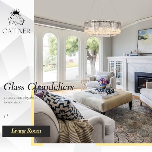 CATINER Modern 24" Crystal Glass Chandelier 10-Light Black Chandeliers - Image 5