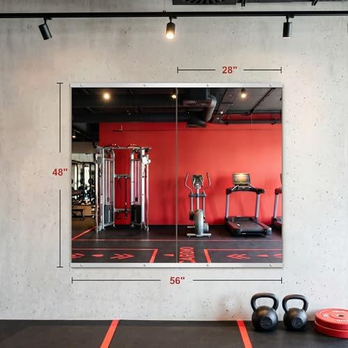 Home Gym Mirror for Wall, 48"x28"-2PCS Frameless Tempered Glass Mirror - Image 2