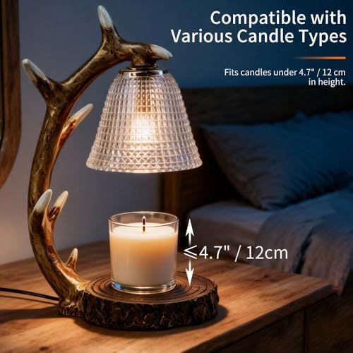 BAUSATZ Candle Warmer Lamp, Candle Light Warmer, Candle Lamp Warmer, Candle Warmer with Timer, Birthday Gifts (Resin Reindeer Antler Design) D - Image 4