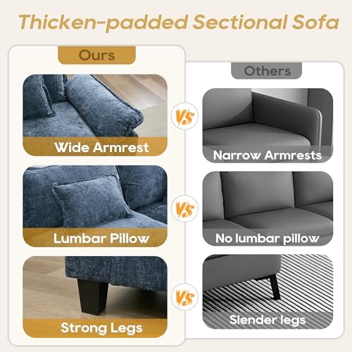 URRED Oversized Modular Sectional Sofa，Blue：116" V Shaped - Image 6