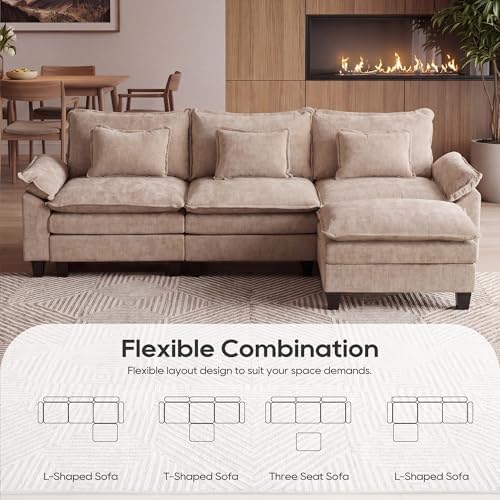 URRED Oversized Modular Sectional Sofa，Khaki：122" L Shaped - Image 4