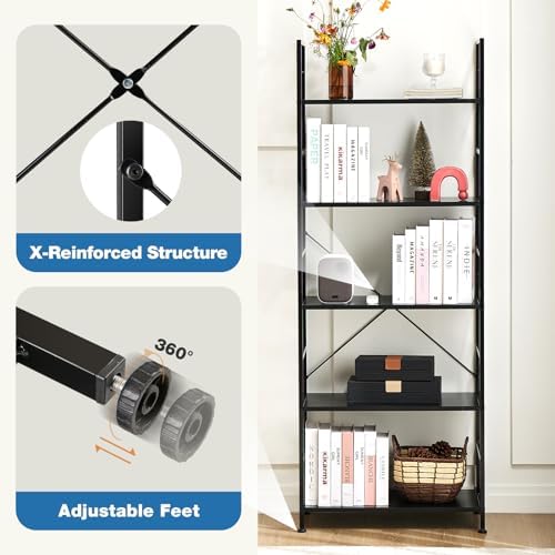 DUMOS 5 Tiers Open Bookshelf, Classic Freestanding Tall Display Shelf - Image 6