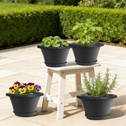 Quarut 12 Inch Pots for Plants,4 Pack Large Flower Pots with Drainage Hole - Image 6