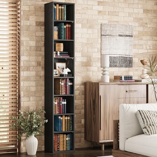 IRONCK Tall Narrow Bookshelf 8 Tiers, Compact Corner Bookcase, Floor Standing Display Storage Shelves 71 in Tall, Easy to Match for Living Room, Office, Study, Bedroom by IRONCK