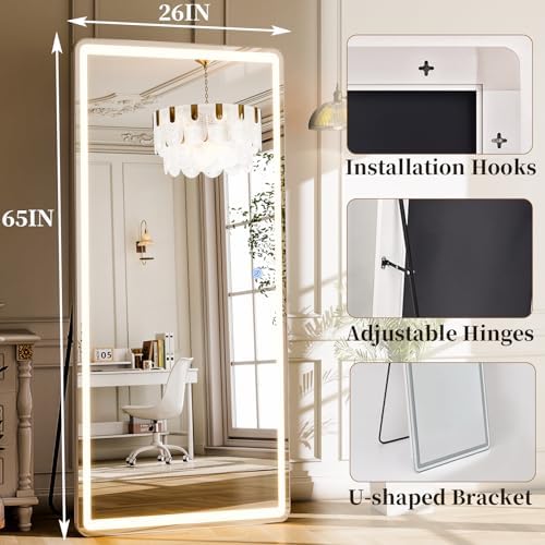GLSLAND 65"x26" LED Mirror Full Length, Floor Mirrors with Lights - Image 7
