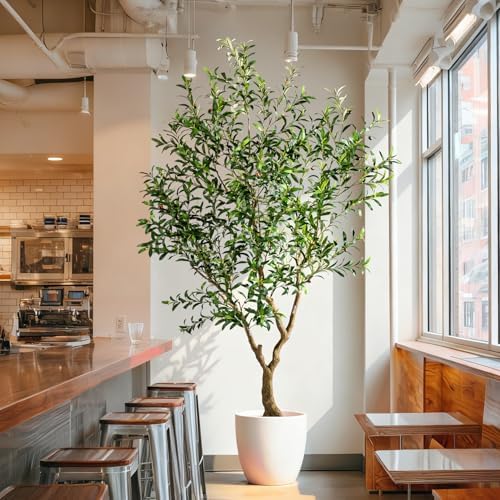 Erimda 8FT Faux Olive Tree with Tall Exquisite Planter Artificial Olive Tree Tall, Potted Fake Olive Plant with 2070 Real Touch Leaves, Indoor Outdoor Home Garden Office Decor - Image 5