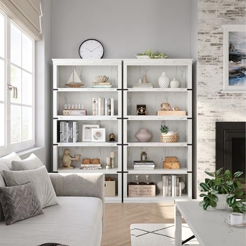 GarveeHome 5 Tier Farmhouse Bookcase, 67.4 in Tall Book Shelf with Storage - Image 4