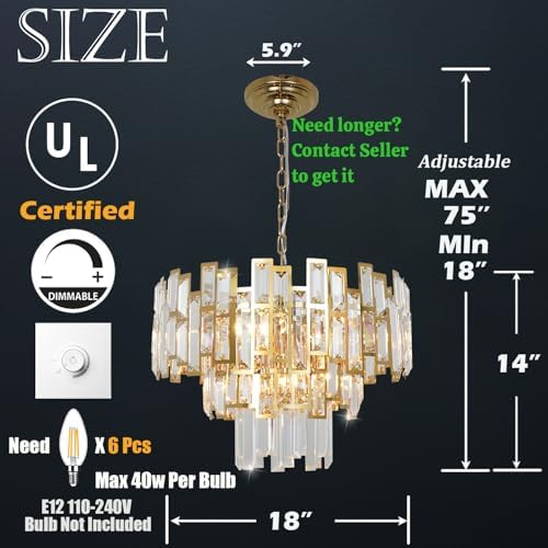Gold Crystal Chandelier Lighting for Dining Rooms Bedroom - Image 6