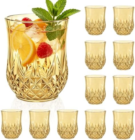 12 Pack Plastic Stemless Wine Glasses, 12oz Unbreakable Wine Cups by LEYIQU