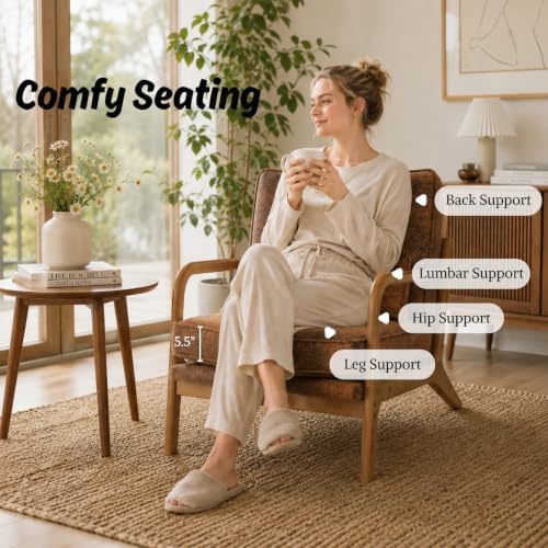 Karl home Mid-Century Modern Accent Reading Chair, Brown - Image 3