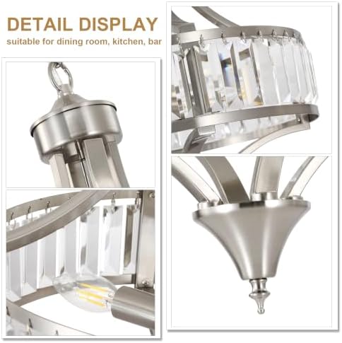 CNRATYE 16" Brushed Nickel Crystal Chandelier 4-Light Modern Dining Fixture - Image 7