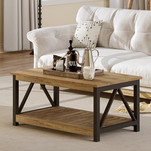 ChooChoo 40" Farmhouse Coffee Table with A-Frame Design for Living Room - Image 2