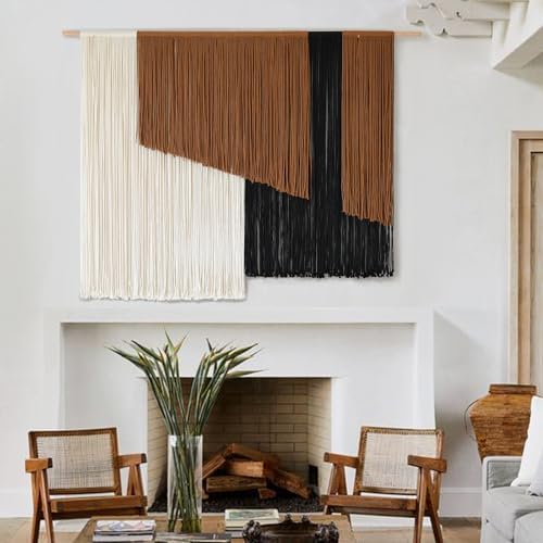 Jakalin Macrame Wall Hanging, Dip Dye Fiber Yarn Art, Boho, 57"x43" by Jakalin