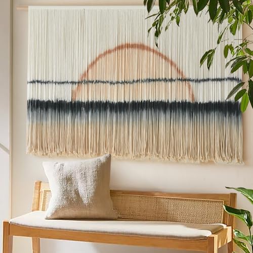 Jakalin Macrame Wall Hanging Sunset Dip Dye Boho Tapestry Handmade 57"x35" - Image 4