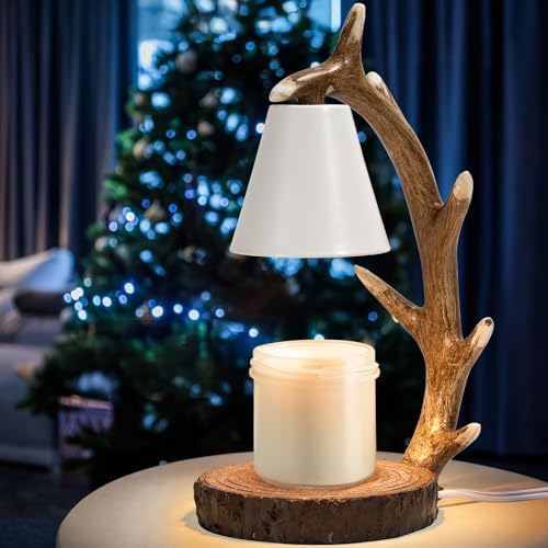Candle Lamps,Candle Warmer Lamp with Timer Dimmer for New Home Bedroom Decoration Handcrafted with Resin Reindeer Antler Design Desktop lamp，Hand-Painted Night Desk lamp Creative Birthday Gifts by Unknown