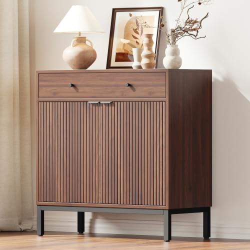 Mericonia Sideboard Buffet Cabinet Storage, Modern Wood Console Fluted Credenza - Image 4