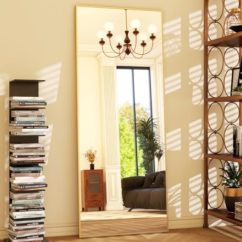 GLSLAND 64"x21" Full Length Mirror, Full Body Mirror with Stand,Gold - Image 7
