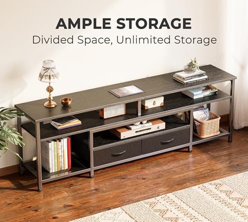 Huuger 63 Inch LED TV Stand with Power Outlets for 65 70 Inch TV - Image 4