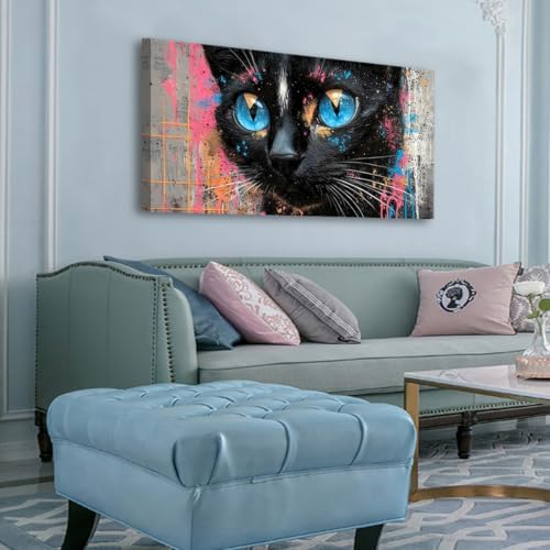 Black Cat Canvas Wall Art Animal Wall Decor Modern Street Art Perfect for Living Rooms Bedrooms and Offices Ready to Hang Right Out of the Box 20x40 In - Image 7