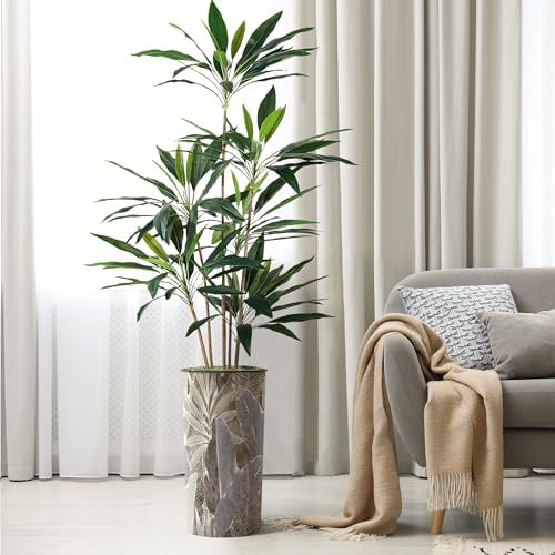 Artificial Tree in Modern Planter, Fake Dracaena Tree Silk Tree for Indoor and Outdoor Home Decoration - 66" Overall Tall (Plant Pot Plus Tree) by SIGNWIN