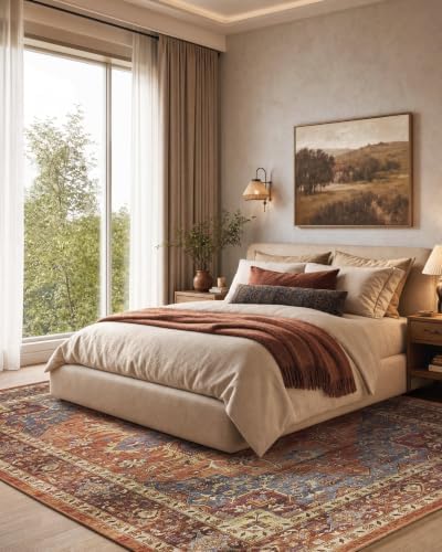 Amada Vintage Washable Area Rug,8'x10',Rust Red - Image 4
