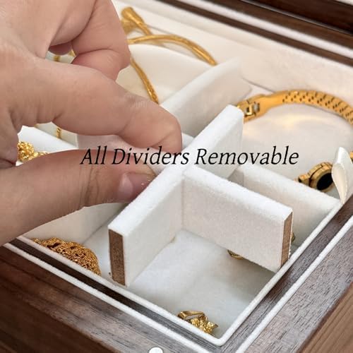 Bescott 2 Layer Solid Black Walnut Wooden Jewelry Box for Women Wood Vintage Organizer for Men Earrings Rings Necklaces Bracelet Watch Storage - Image 3