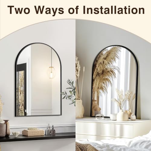 FICTOR 20" x 30" Arched Bathroom Vanity Mirror for Over Sink, Black - Image 4