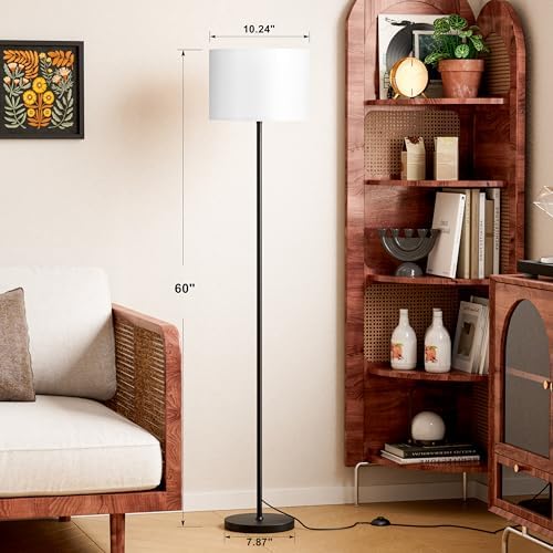 Modern Floor Lamp Simple Design with White Shade & Foot Pedal Switch - Image 2