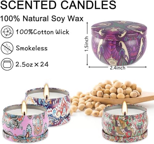 YOROXRG 24Pack Scented Candles,Soy Wax Jar Candles,Aromatherapy Candles for Home 2.5 OZ Scented Candles for Mom for Christmas Candles, Birthday, Thanksgiving, Mother's Day,Valentine'sDay - Image 6